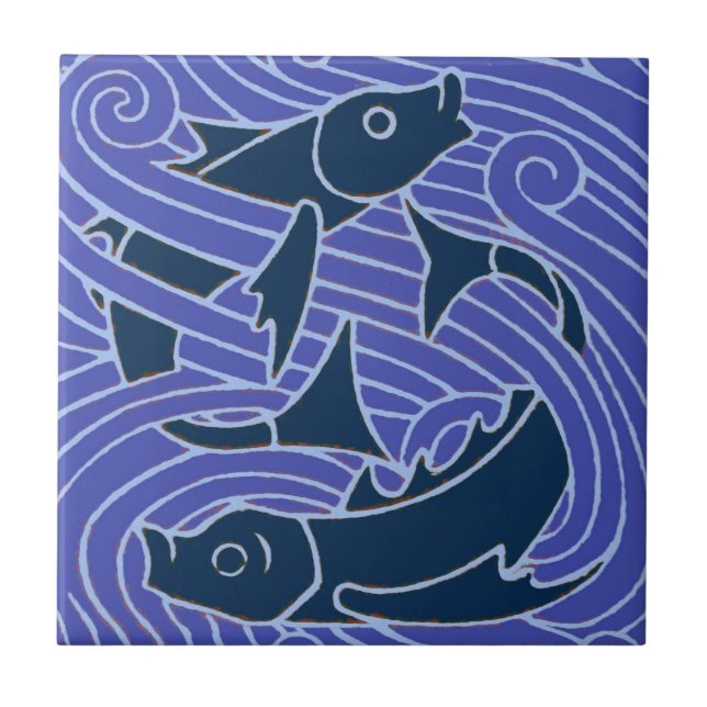Carreau Poisson Gras Baignade Océan Bleu Pêche (Devant)