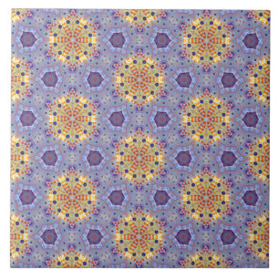 Carreau Poisson rouge bleu de dôme de mosquée