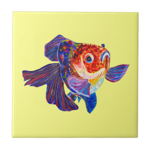 Carreau Poisson rouge de Veiltail de calicot sur la tuile