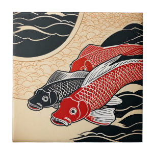 Carreau Poisson vintage japonais Koi