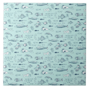 Carreau Poissons bleus