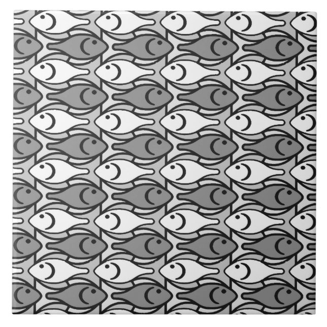 Carreau Poissons modernes, gris, blanc et noir de la (Devant)