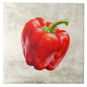 Carreau Poivron rouge aquarelle Faux Texture