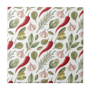 Carreau Poivrons chili, ail, olives et herbes