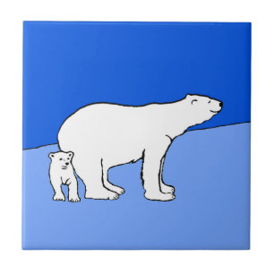 Carreau Polar Bear Mom and Cub Peinture - Wildlife Art