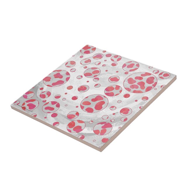 Carreau Polka Dot Dalmatie rose et blanc (Côté)