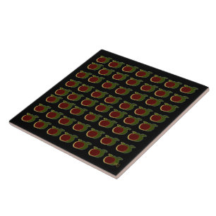 Carreau Pommes peintes Tuile noire