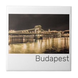 Carreau Pont Chaîne Budapest Hongrie Retro Nuit Vintage