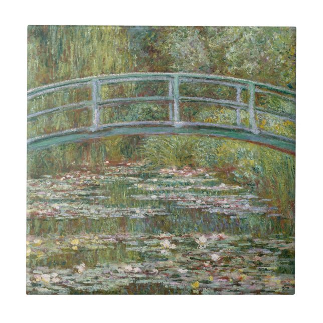 Carreau Pont Monet Art au-dessus d'un étang de nénuphars (Devant)