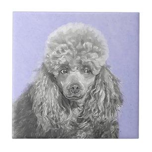 Carreau Poodé Jouet miniature Argent gris bleu Chien Art