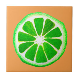 Carreau Pop art agrumes citron vert fruit original aquarel
