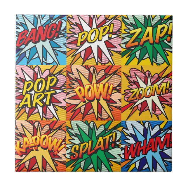 Carreau Pop d'art de la bande dessinée rétro (Devant)