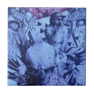 Carreau Pop Musicians Blue Purple Art Imprimer