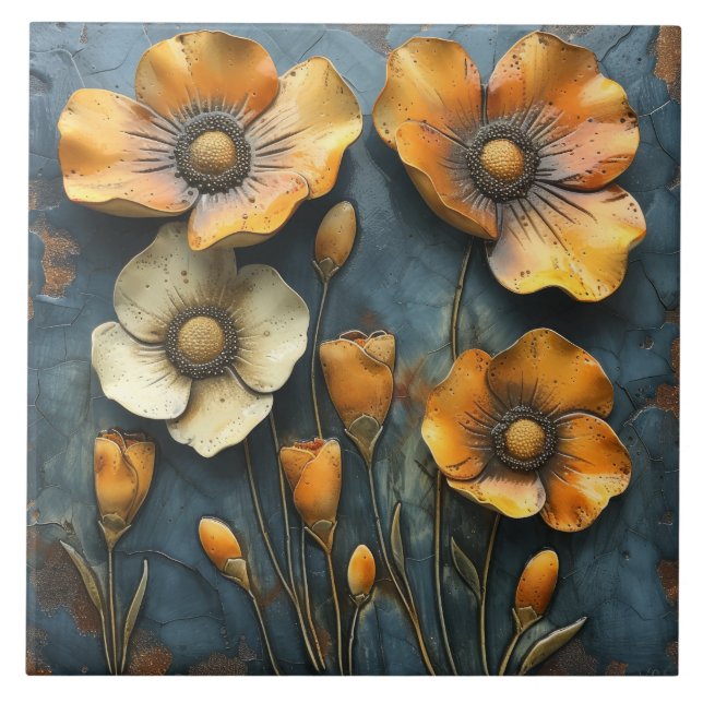 Carreau Poppies botaniques de Californie (Devant)