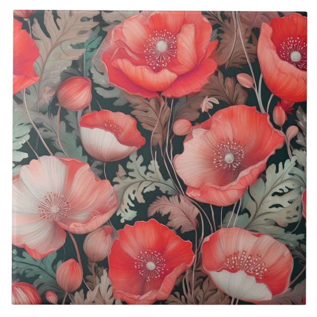 Carreau Poppies rouge vintage (Devant)