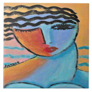 Carreau Portrait Abstrait du matin d'une femme