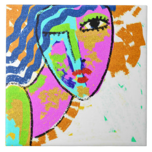Carreau Portrait Abstrait d'une femme