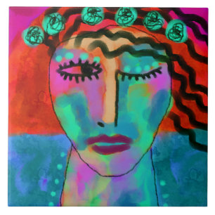 Carreau Portrait Abstrait d'une femme