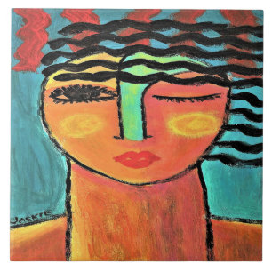 Carreau Portrait Abstrait d'une femme