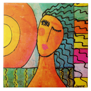Carreau Portrait abstrait d'une femme au lever du soleil