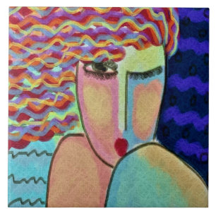 Carreau Portrait Abstrait d'une femme sauvage