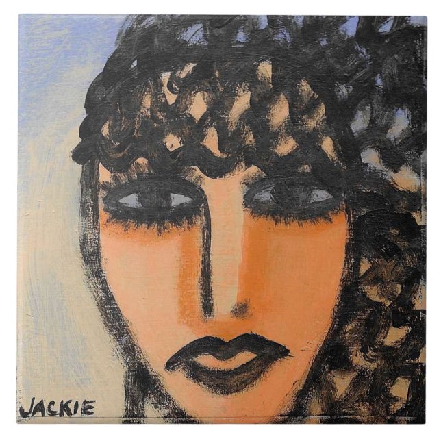 Carreau Portrait Abstrait original d'une femme (Devant)