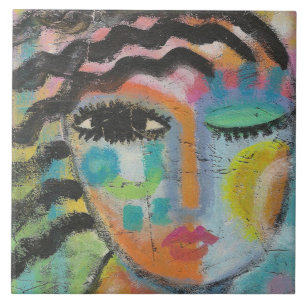 Carreau Portrait Abstrait original sur la carte OSB