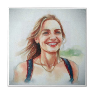 Carreau Portrait de femme style aquarelle