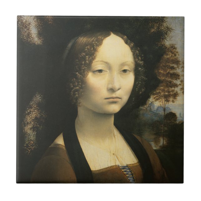 Carreau Portrait de Léonard de Vinci de Ginevra Benci (Devant)