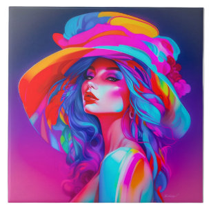 Carreau Portrait de Neon Pop Art