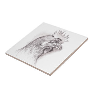 Carreau Portrait de poulet en charbon de bois