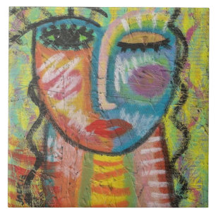 Carreau Portrait en acrylique Abstrait blond sur OSB