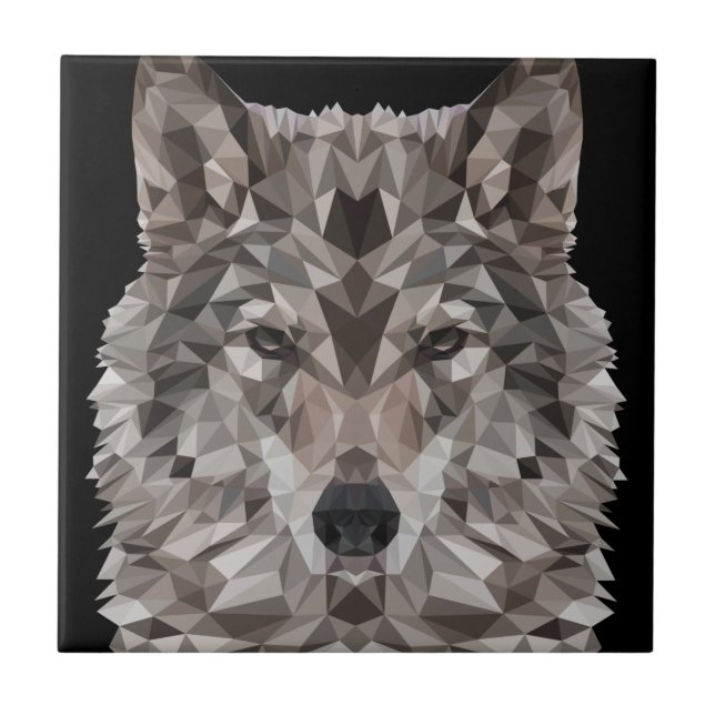 Carreau Portrait géométrique du loup gris (Devant)