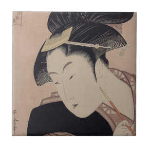 Carreau Portrait vintage III de femme d'Ukiyo-e de