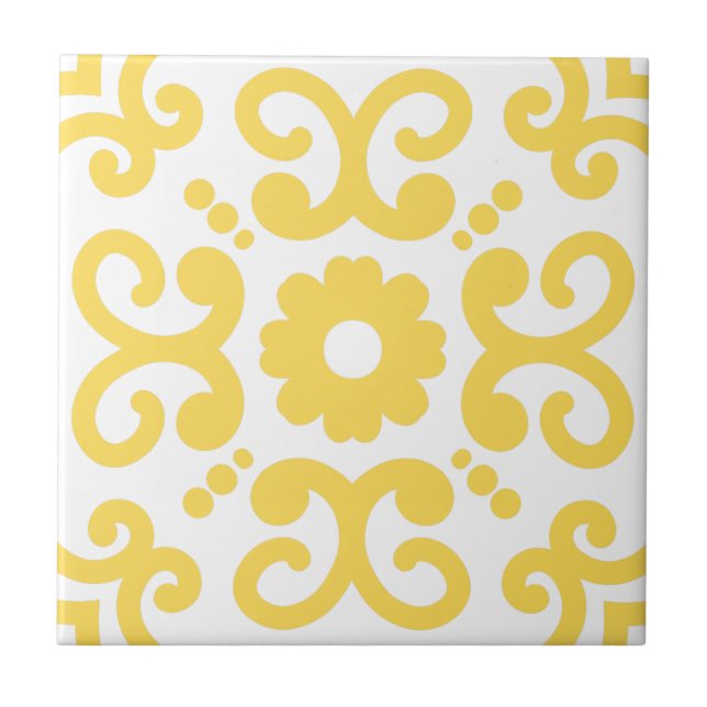Carreau Portugais Méditerranéen Chaud Jaune Blanc 2 (Devant)