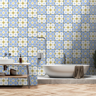 Carreau Portugais Méditerranéen Mur Bleu Jaune Déc