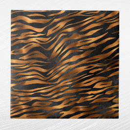 Carreau Poster de animal noir Tiger en cuivre