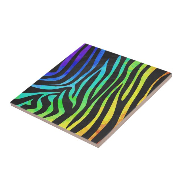 Carreau Poster de animal Rainbow et Black Zebra tendance s (Côté)