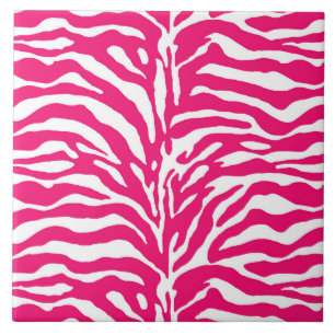 Carreau Poster de animal sauvage, zèbre à Fuchsia rose et