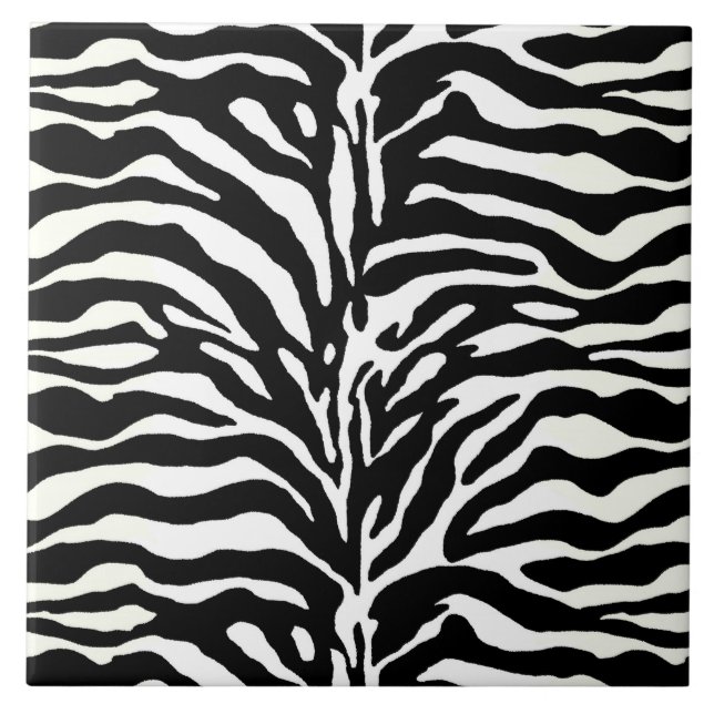 Carreau Poster de animal sauvage, zèbre en noir et blanc (Devant)