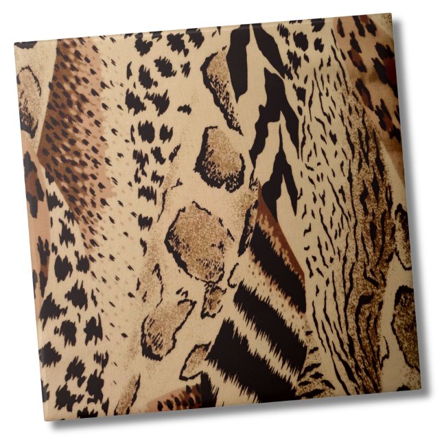 Carreau Poster de animal tendance élégant (Stylish Cheetah Leopard Zebra Animal Print Pattern Ceramic Tile)