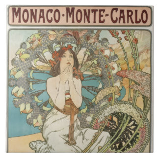 Carreau Poster Mont-Carlo vintage par Alphonse Mucha