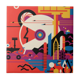 Carreau Poster spatial Retro - Programme d'exploration de