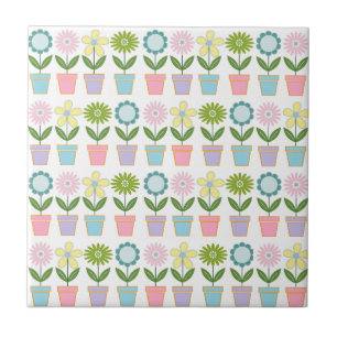 Carreau Pots de fleurs pastel mignons motif