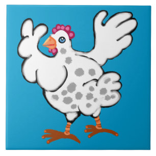 Carreau Poulet battant ses ailes