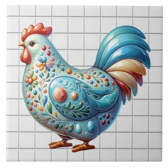 Carreau Poulet en céramique (Devant)