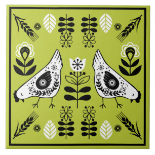 Carreau Poulet Hen Folk Art