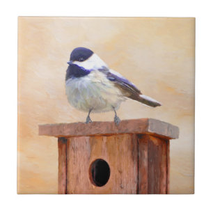 Carreau Poulet sur la peinture d'oiseaux Art original
