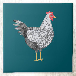 Carreau Poulet Wyandotte à l'aquarelle amusant