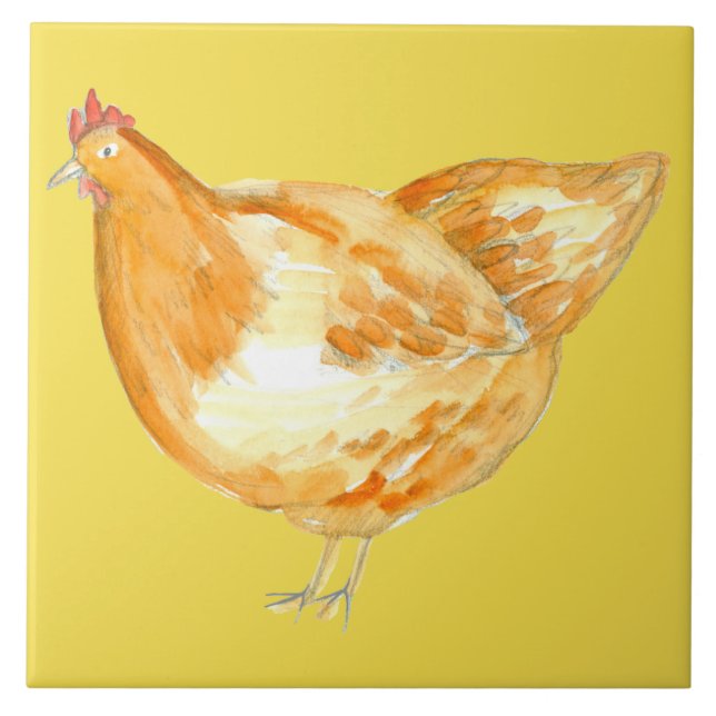 Carreau Poulets jaunes, poule (Devant)